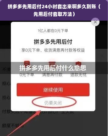 拼多多先用后付24小时套出来啊多久到账（先用后付套取方法）